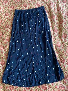 Vintage Eddie Bauer Navy Polka Dot A-Line Skirt size 6